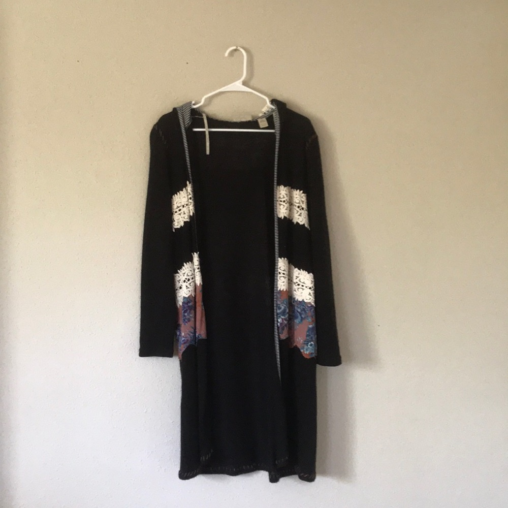 Black boho long sweater